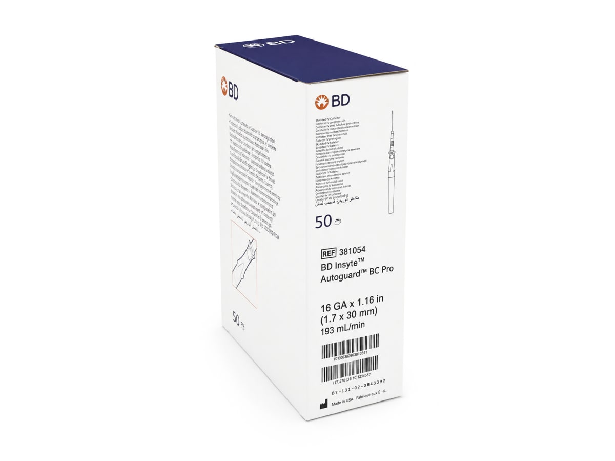 Branula IV Cateter Autoguard BD 16G cja x 50 uds.1