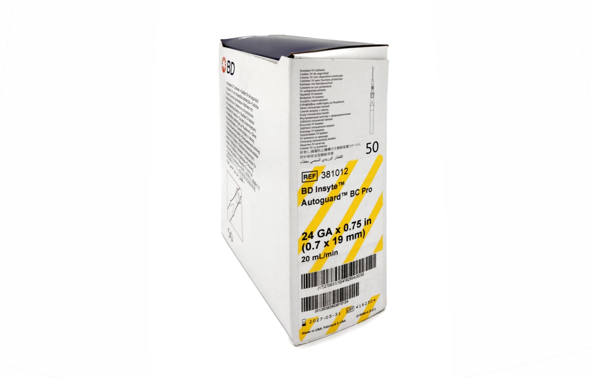 Branula IV Cateter Autoguard BD 24G cja x 50 uds.1