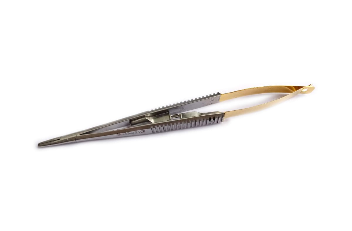 Porta Aguja Castroviejo Recto Tungsteno H&S 14 cm1