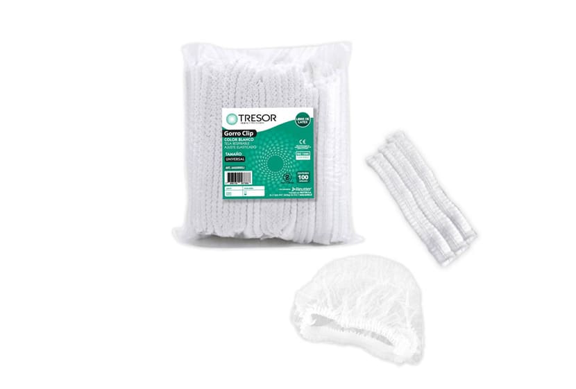 Cofia / Gorro Desechable Blanca Tresor Bolsa x 100 unds1