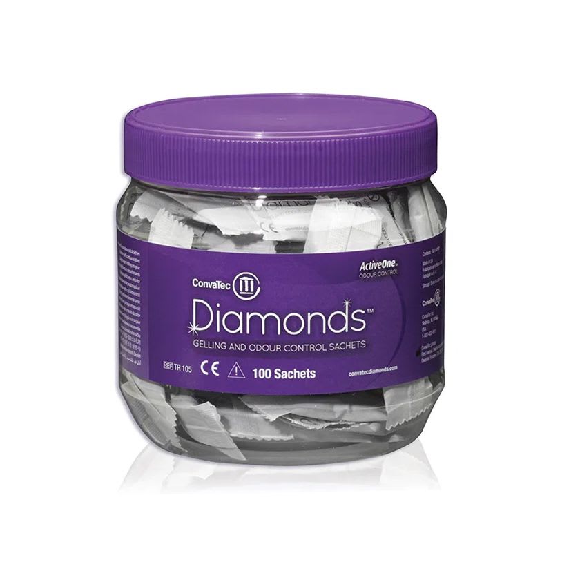 Diamonds Gelling and Odour Control Convatec Pack Frasco x100 ud1