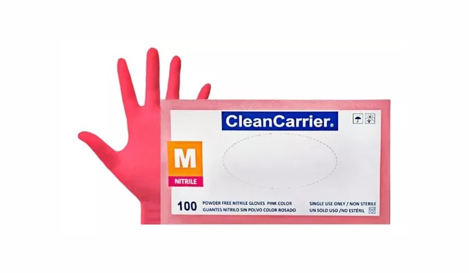 Guante Nitrilo Rosado CleanCarrier1