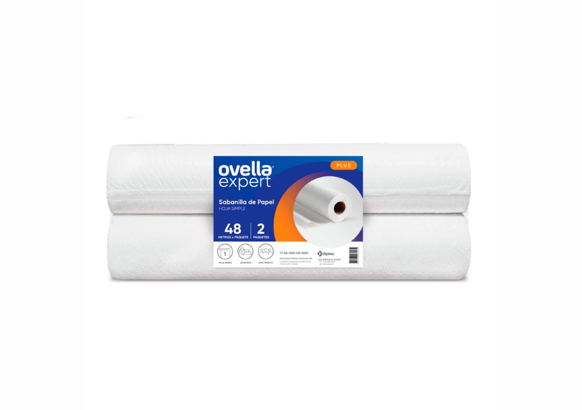 Sabanilla de Papel Ovella Plus 48 mts pack x2 rollos1
