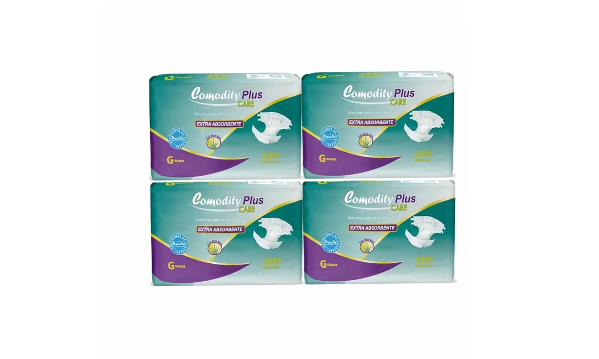 Pañal Comodity Plus Care Adulto G x22 uds, Manga x4 Paq.1