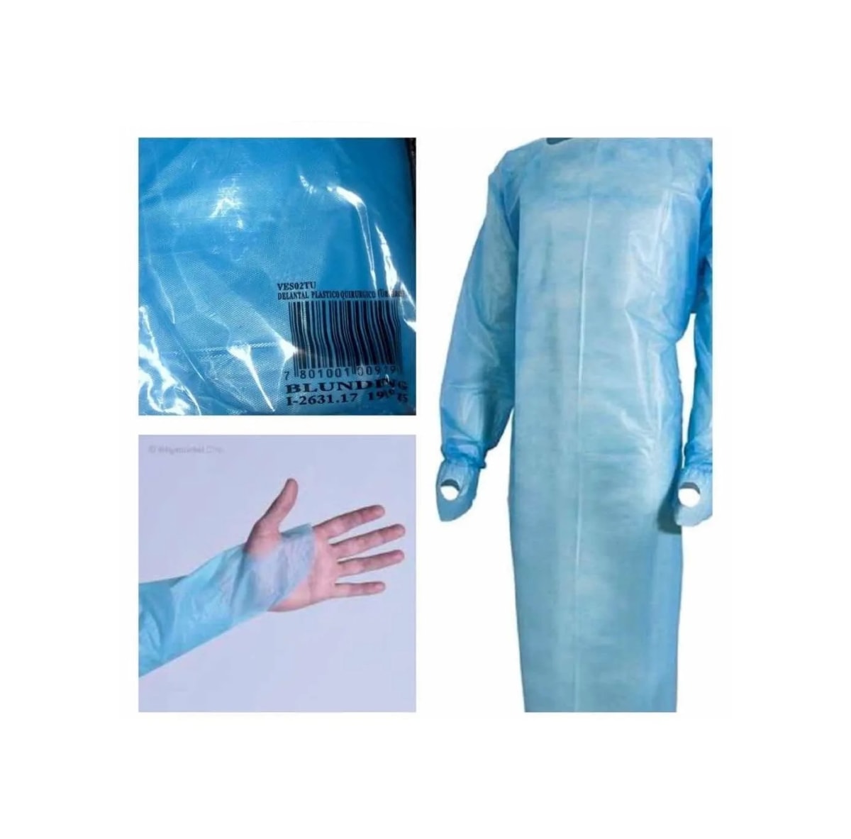 Delantal Plastico Quirurgico Blunding Azul con manga1