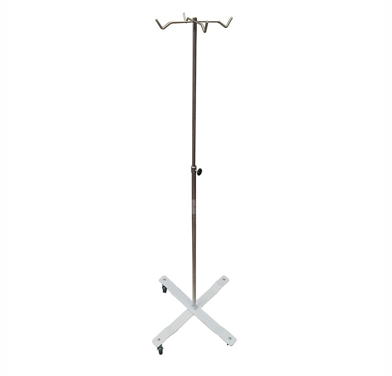 Porta Suero Acero Inoxidable Altura Regulable 4 Ganchos y Base Antivuelco1