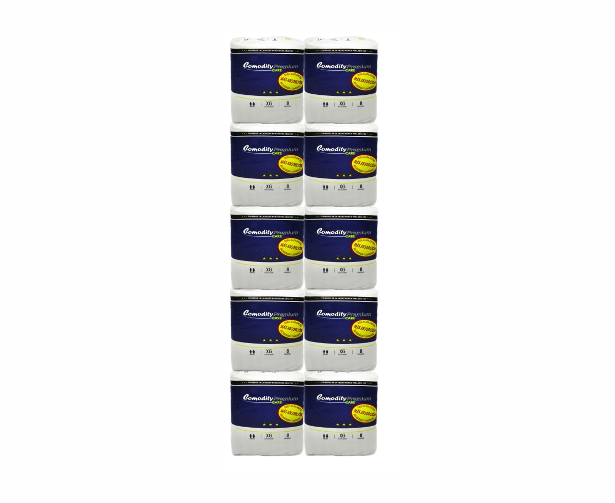 Pañal Comodity Premium Adulto Talla XG x8 uds, Manga x10 Paq.1