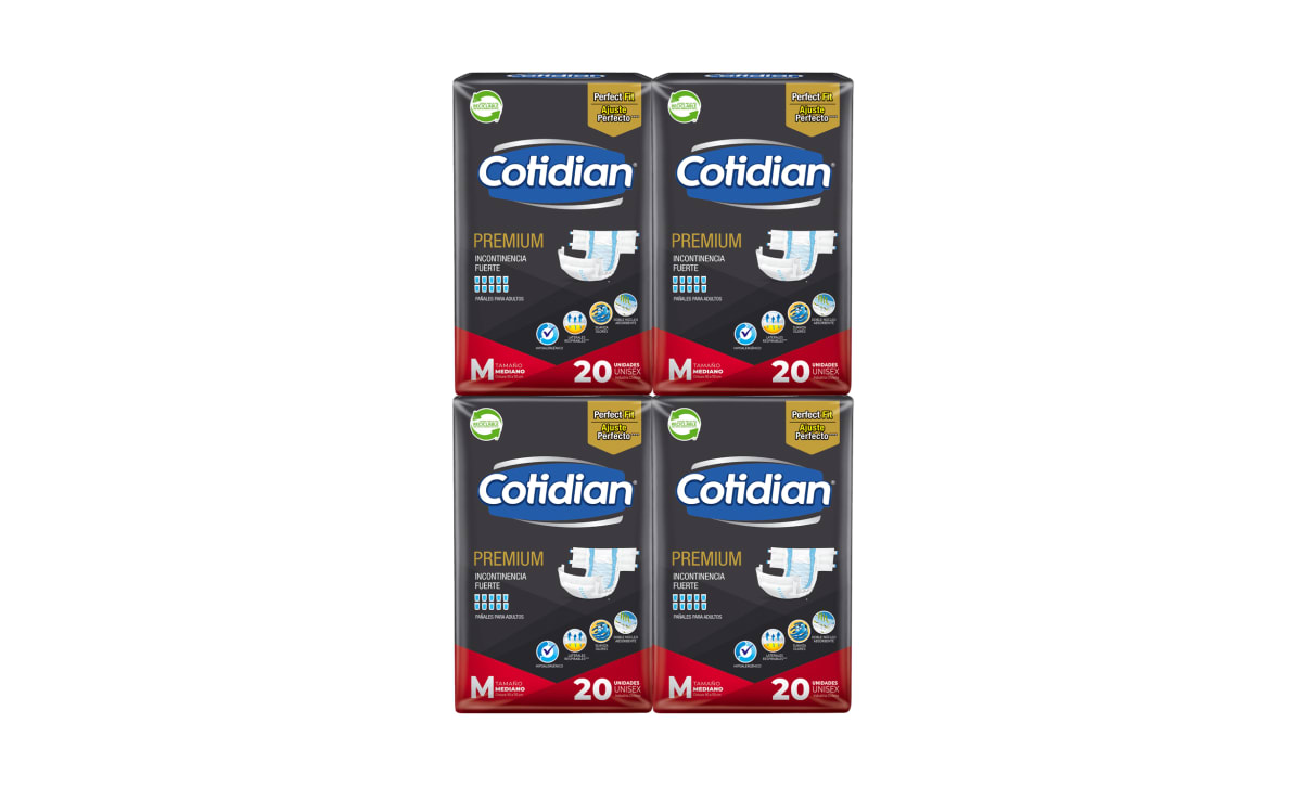 Pañal Cotidian Premium Talla M x20 uds., Manga x4 Paq.1