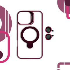 CASE MAGSAFE CON DOBLE SOPORTE + MICA CAMARA