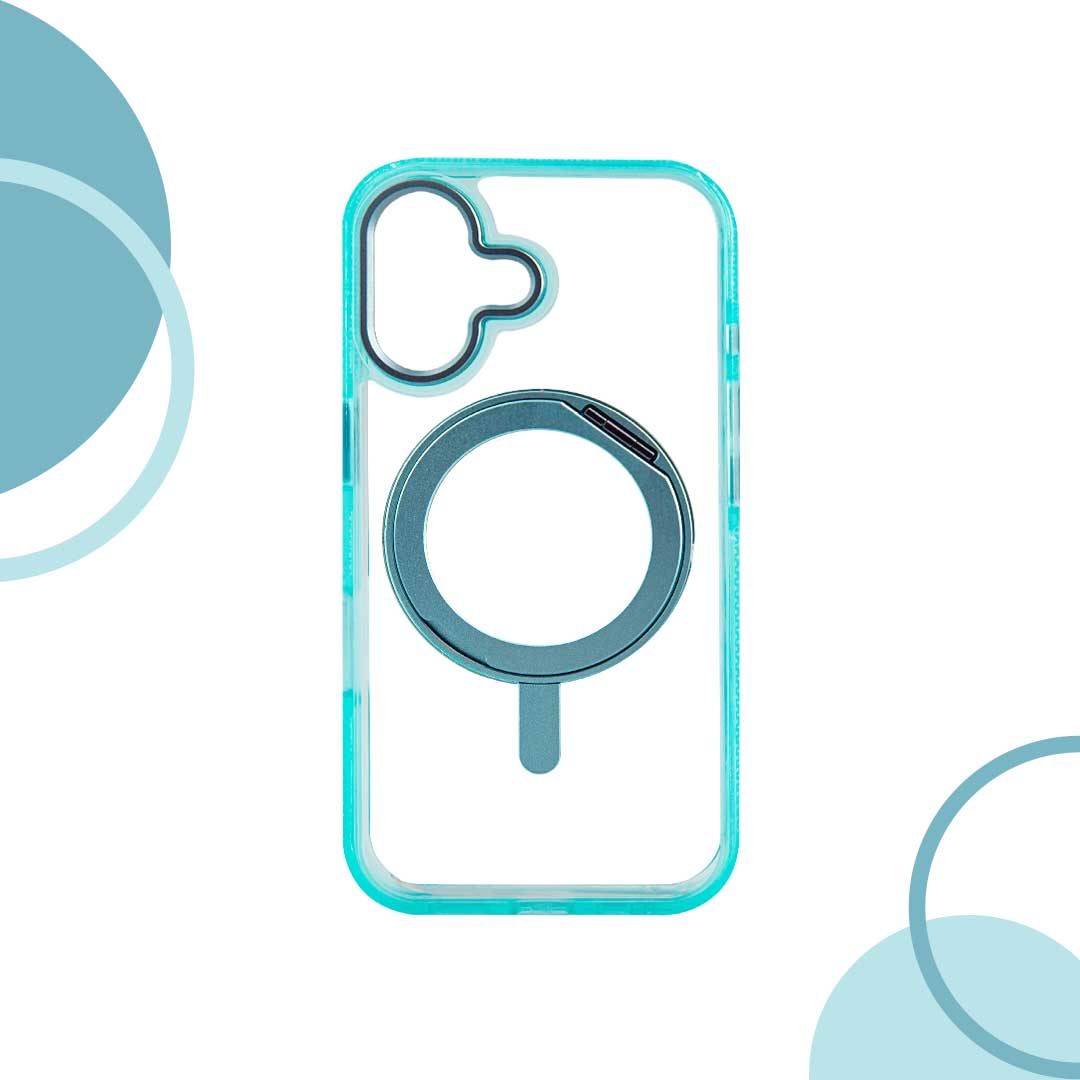 CASE CON SOPORTE 360 MAGSAFE TRANSPARENTE BORDE COLOR2