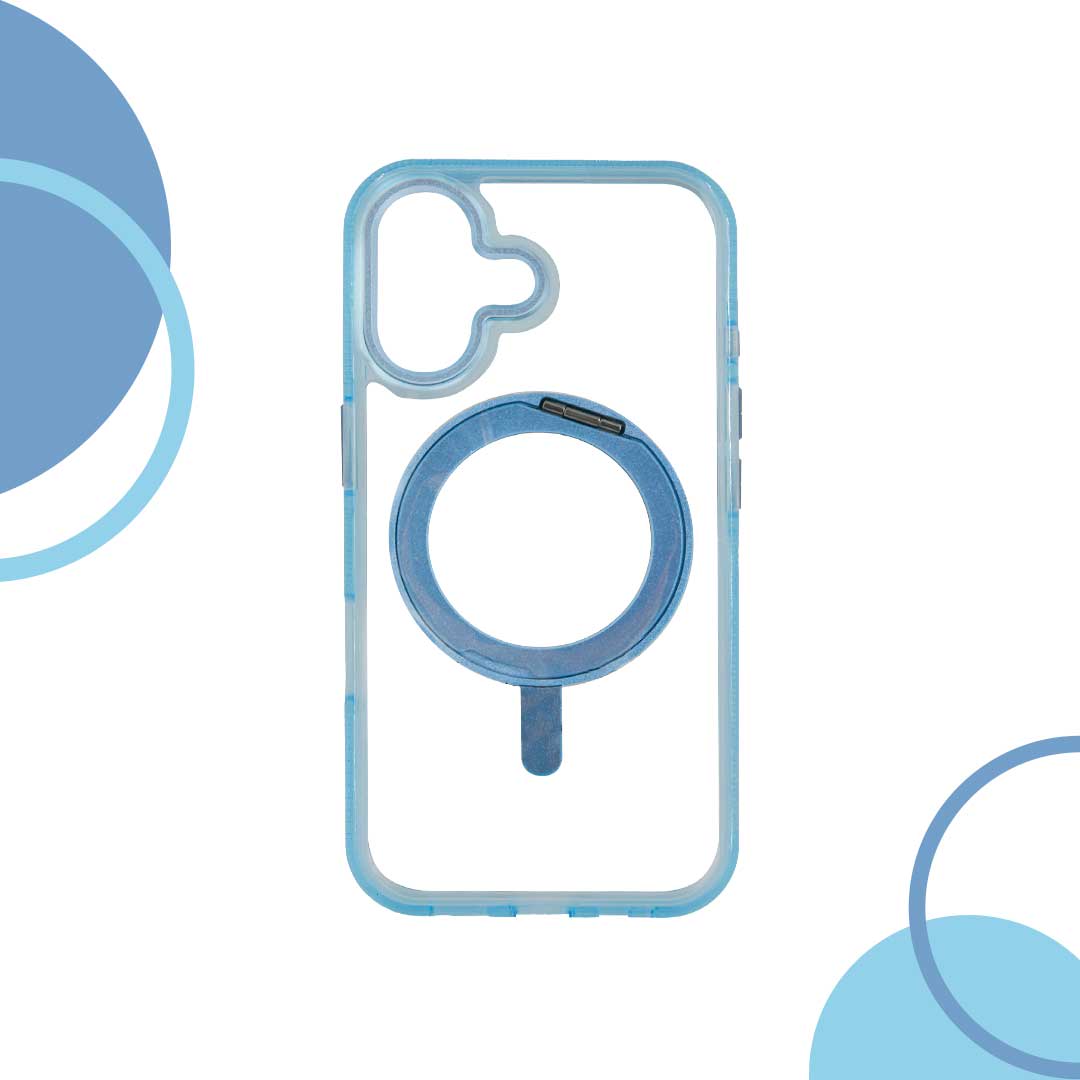 CASE CON SOPORTE 360 MAGSAFE TRANSPARENTE BORDE COLOR5