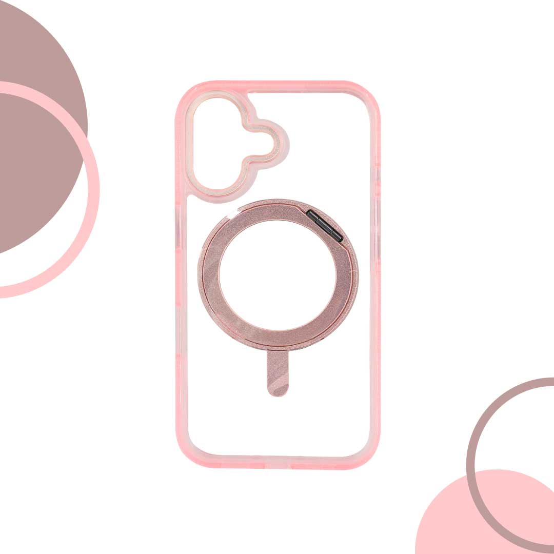 CASE CON SOPORTE 360 MAGSAFE TRANSPARENTE BORDE COLOR6