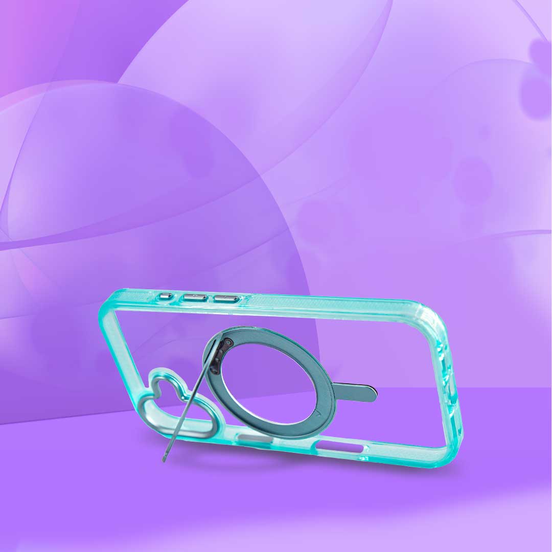 CASE CON SOPORTE 360 MAGSAFE TRANSPARENTE BORDE COLOR7