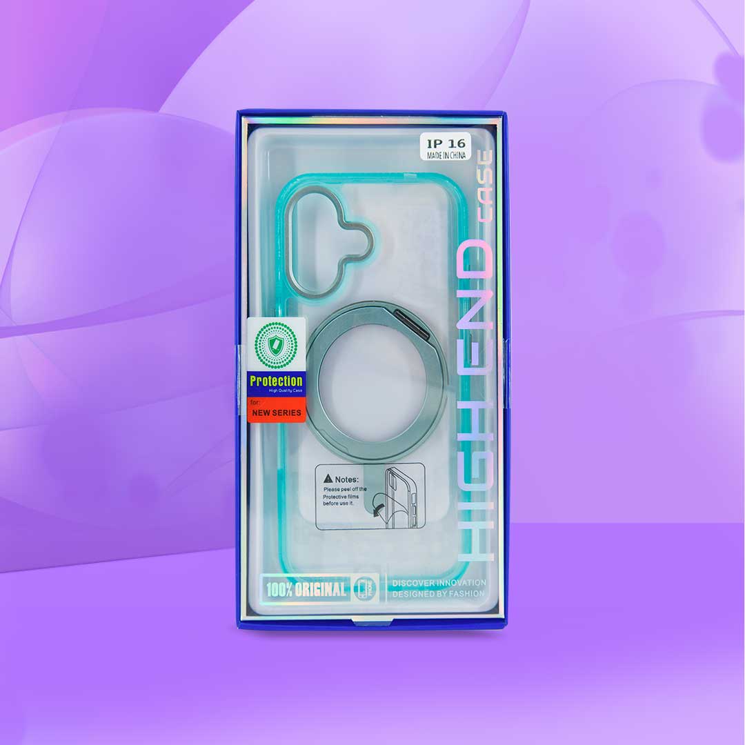 CASE CON SOPORTE 360 MAGSAFE TRANSPARENTE BORDE COLOR8