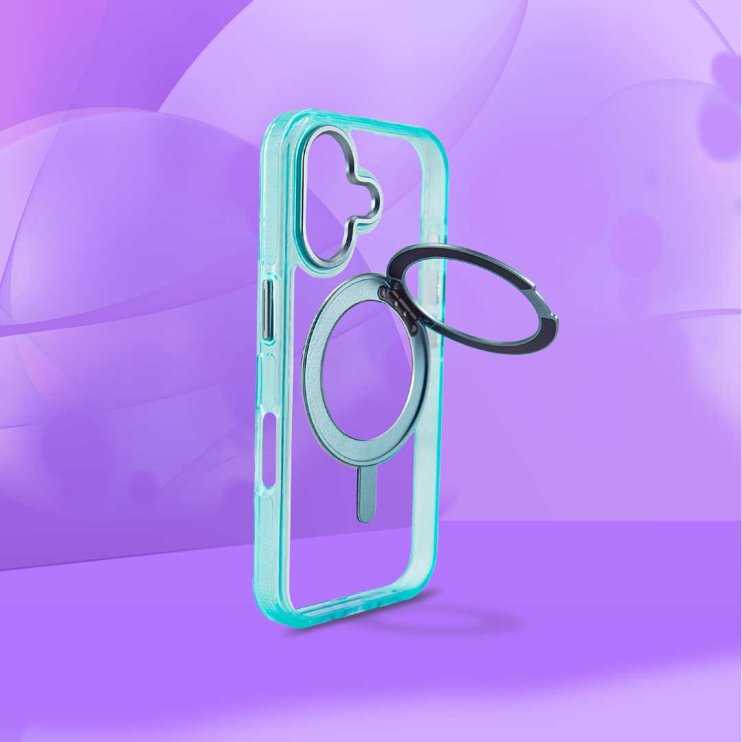 CASE CON SOPORTE 360 MAGSAFE TRANSPARENTE BORDE COLOR9