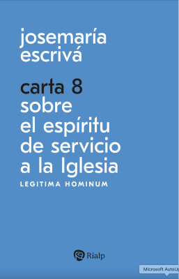 CARTA 8. SOBRE EL ESPÍRITU DE SERVICIO A LA IGLESIA Legitima hominum