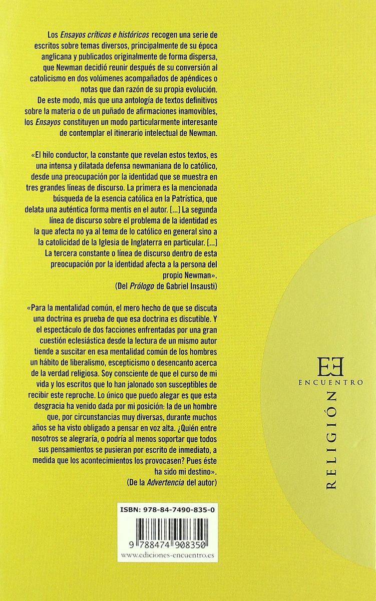 ENSAYOS CRITICOS E HISTORICOS VOLUMEN 1 NEWMAN2