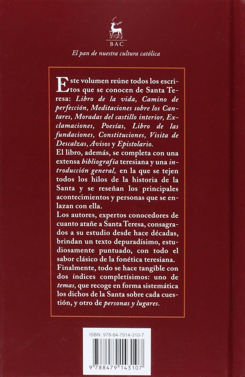 OBRAS COMPLETAS SANTA TERESA DE JESUS, SANTA TERESA DE JESUS, BIBLIOTECA DE AUTORES CRISTIANOS2