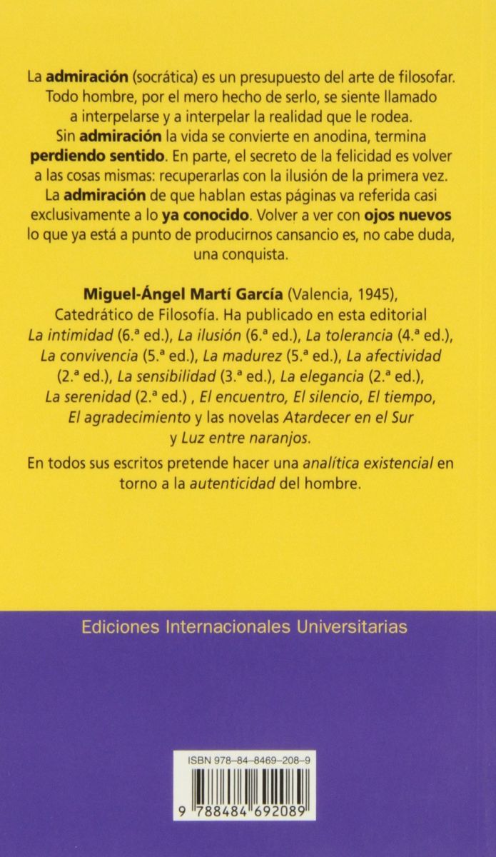 LA ADMIRACION. SABER MIRAR Y SABER VIVIR - 4 ED2