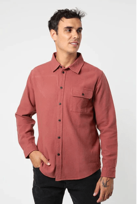 Camisa manga larga classic Franela rojo1