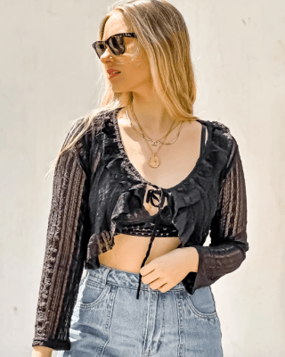 CHALECO TOP ENCAJE NEGRO