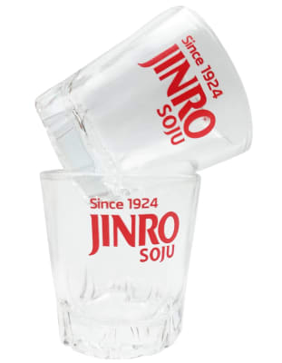 Vaso para Soju Jinro Since 1924 Letras rojas