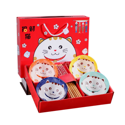 SET BOWLS + PALILLOS GATITO 4UND