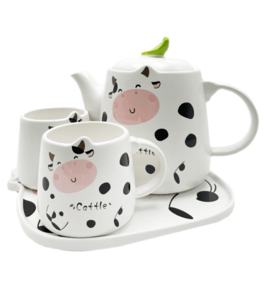 Set Tetera + 2 Tazas + Palto Vaca1