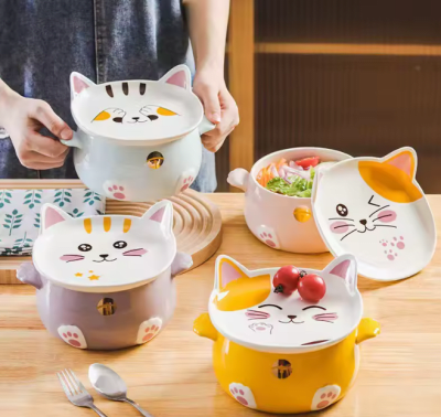 Bowl con Tapa Plana Gatito
