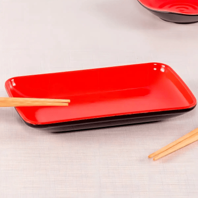 Melamina Rojo/Negro Bandeja Mediana