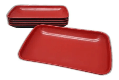 Melamina Rojo/Negro Plato Rectangular1