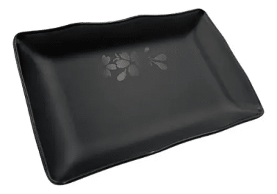 Melamina Negro Bandeja con Flores Pequeña