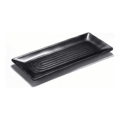 Melamina Negro Bandeja Larga con Flores1