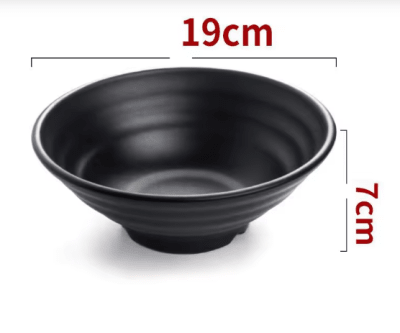 Melamina Negro Bolw para Ramen con Flores Base Alta