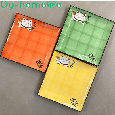 Plato Loza Gatito Cuadrado1