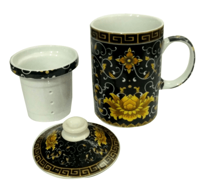 Taza Loza con Filtro Negro con Dorado1