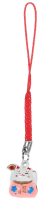 Llavero de Gatito Cabeza Blanca y Cuerpo Coral con Flores