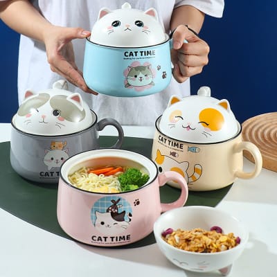 Bolw Ceramica para Ramen Gatito Cat Time1