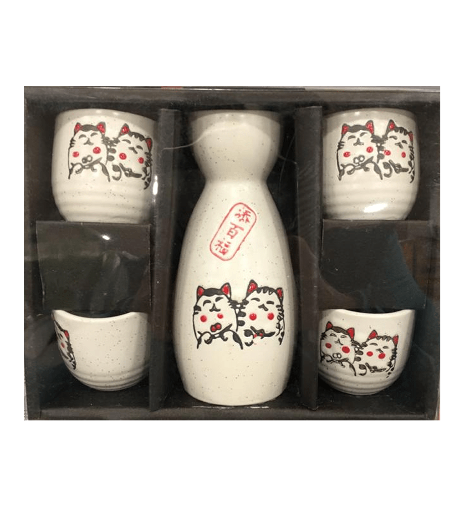 Set de Sake Blanco Letras
