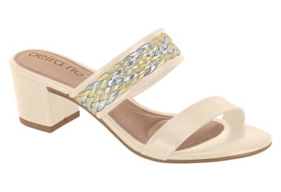 BEIRA RIO 8246-1209 NAPA TURIM CREMA DORADO PLATA,