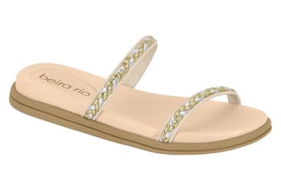 BEIRA RIO 8488-105 NAPA TURIM CREMA DORADO PLATA,