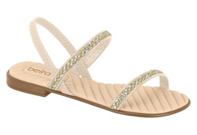 BEIRA RIO 8519-111 TRANCA NAPA TURIM CREMA DORADO PLATA,