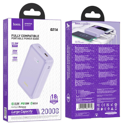 Hoco Q21A Morado 20000 mAh 22.5w QC3.01