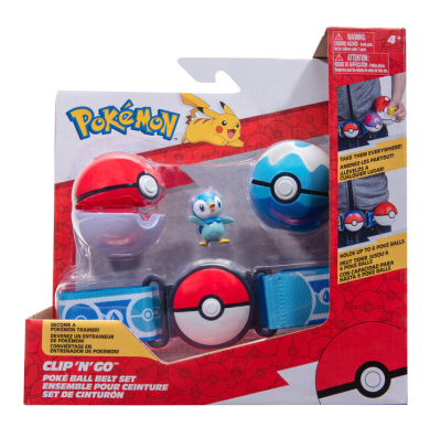 Pokemon Cinturon Entrenador 2 Pokebolas + Figura Piplup1
