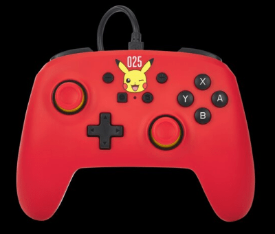 Joystick Alámbrico NS Pikachu riendo rojo1