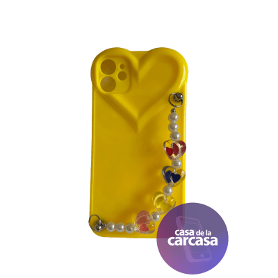 Carcasa Strap Corazon Amarillo iPhone 111