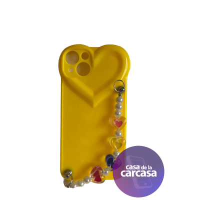 Carcasa Strap Corazon Amarillo iPhone 131