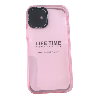 Carcasa iPhone 12/12 Pro Transparente Color Rosado1