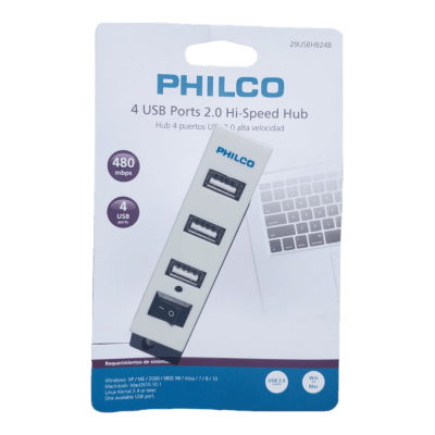 Philco Hub 4 Usb Port 2.0 Blanco1