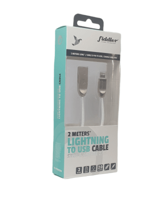 Cable Lightning Fiddler 2 Metros Blanco 2.0A1